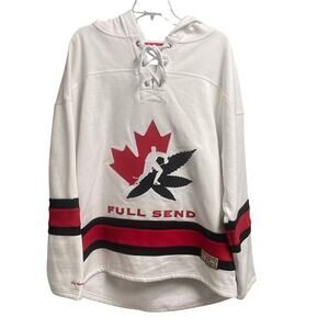 Full Send Mens Canada Hockey Hooded Jersey Size Medium Streetwear Pullover Nelk